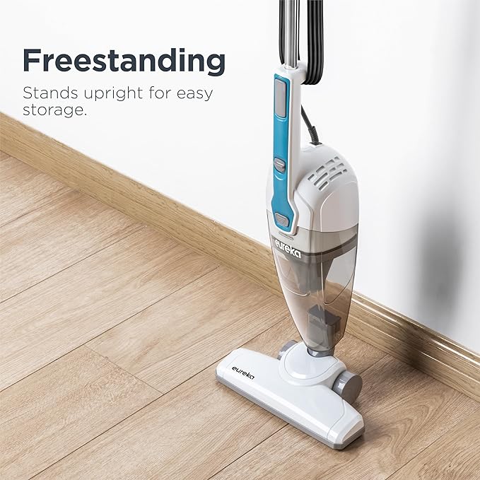 Eureka Corded Stick Vacuum Cleaner for Home Pet Hair, Lightweight Stick Vacuum Cleaner with Powerful Suction for Carpet Tile and Hard Floor, Aqua Blue, 3-in-1 Handheld Vac NES100