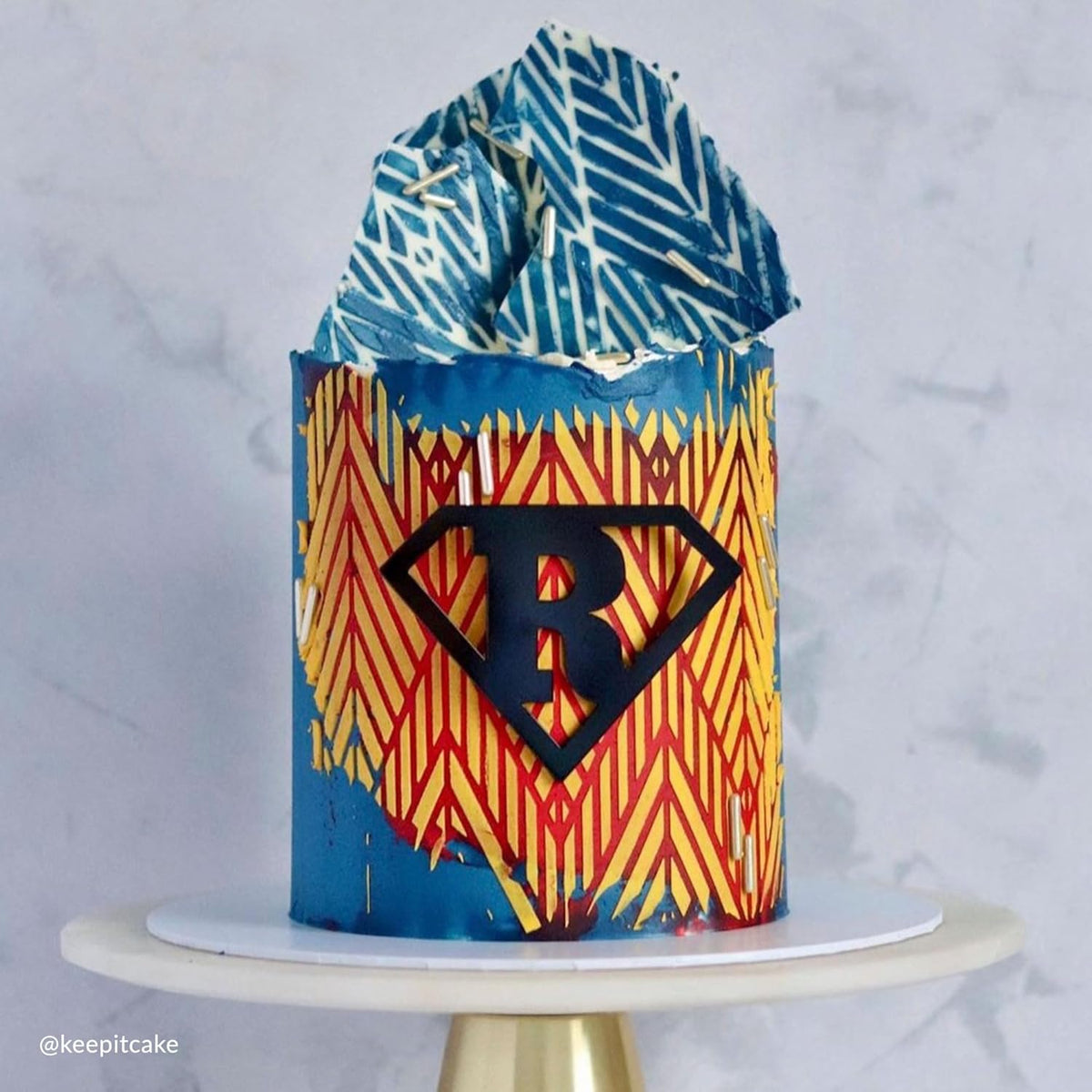 Cake Baking Stencil - Seamless Delicate Pattern for Decorating Tall Double Barrel Cake to Use with Buttercream, Royal Icing, Ganache, Paint, Airbrush (CHEVI)