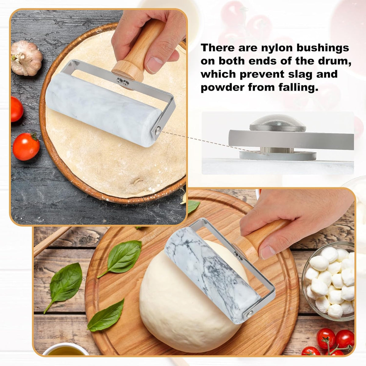 Smooth Surface Marble Rolling Pins for Baking,Dough Roller with T-Type,Pastry Roller Enhance Your Baking Skills,Non-Stick Surface,Versatile and Compact-for Home Bakers and Professional Chefs