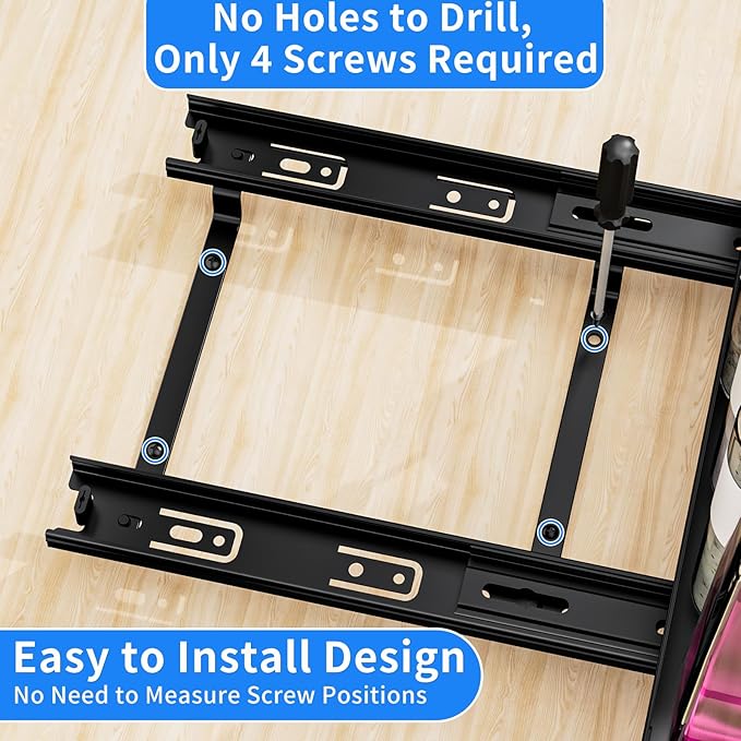Pull Out Spice Rack Organizer for Cabinet, 1 Tier Heavy Duty Spice Rack, Vertical Spice Rack for Kitchen Cabinet and Pantry (12.6''Wx10.5''Dx2.8''H, Metal Black)