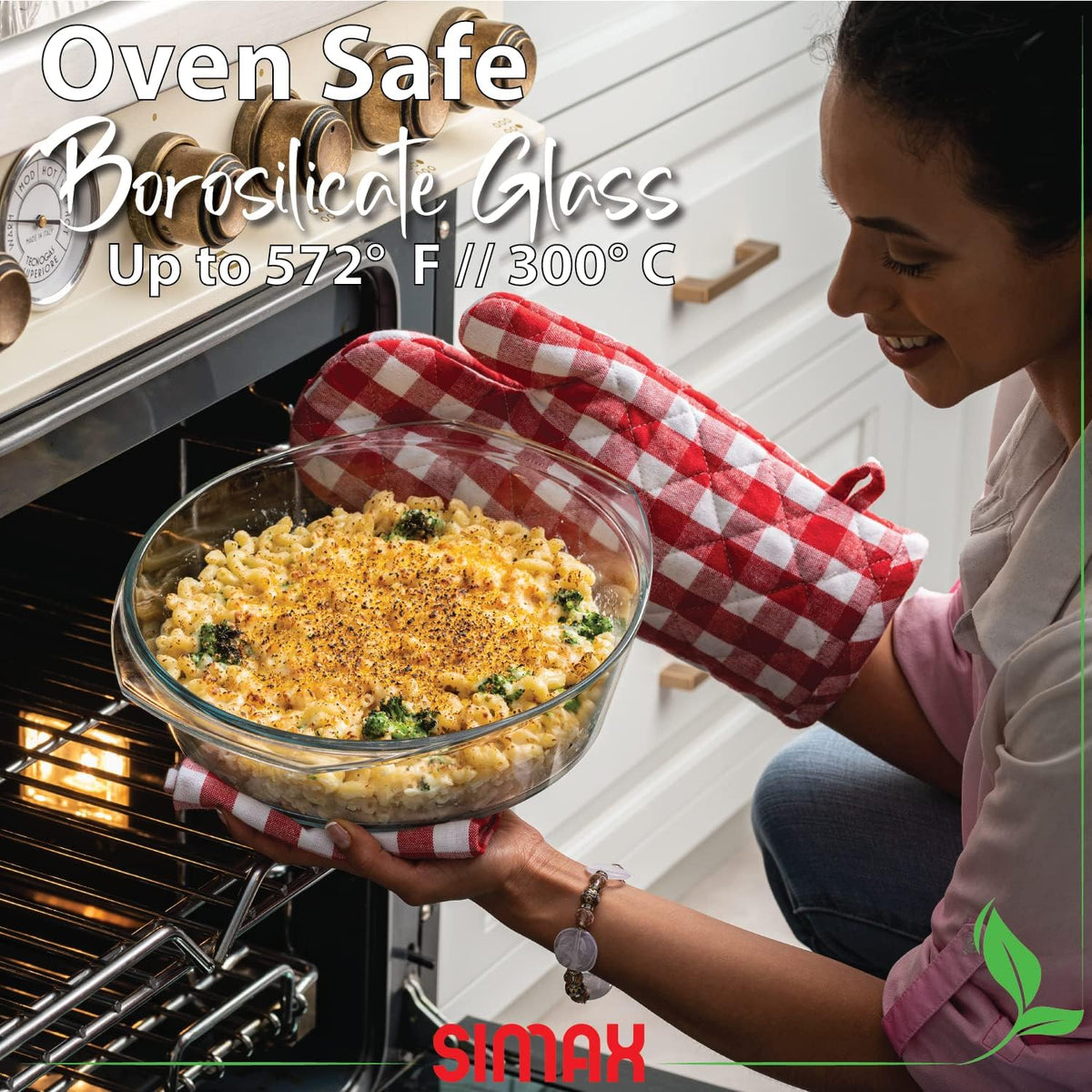 Simax Casserole Dish with Lid, 3.5 Quart Round Glass Casserole Dishes for Oven with Lid and Handles, Baking Dishes for Oven, Covered Bowl for Cooking, Baking, Serving, Microwave, Dishwasher, and Oven Safe Cookware