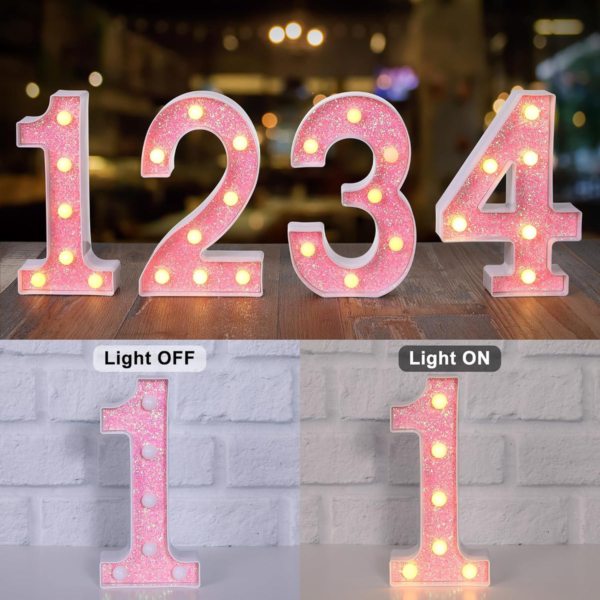 Foaky Pink Light up Letters，Pink Party Decorations,Girls Room Decor,Glitter Marquee Numbers,Alphabet Letter Sign for Night Light Birthday Party Girls Gifts, Home Bar Decoration (7)