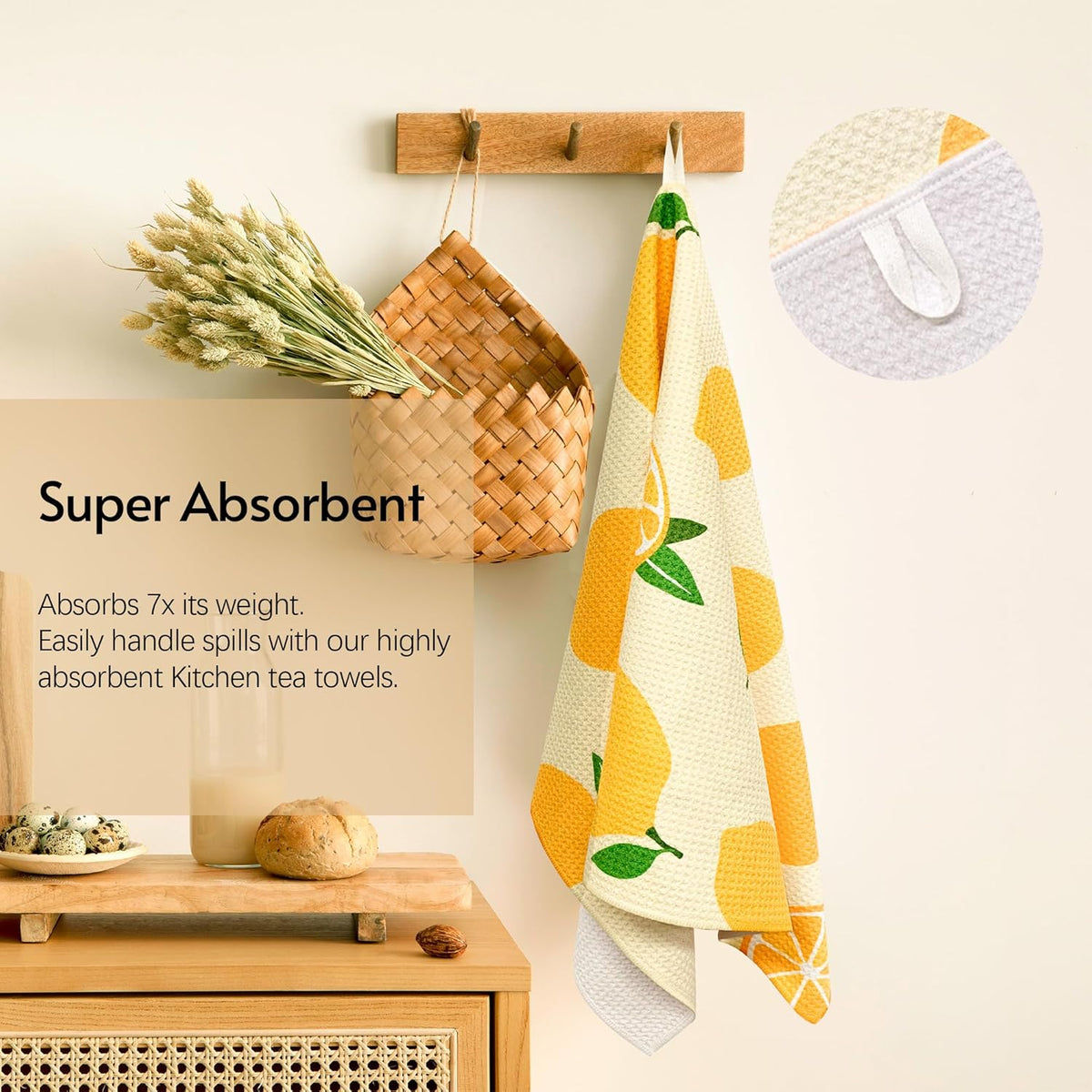 Kitchen Towels, 18" x 30" Dish Towels, Microfiber Tea Towels for Kitchen Drying, Superior Absorbency