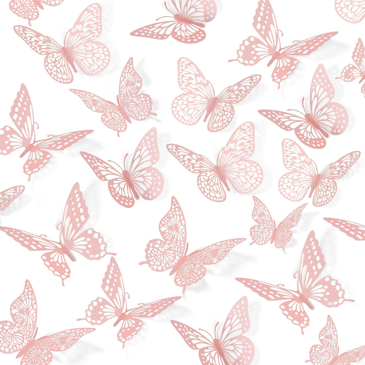 SAOROPEB 3D Butterfly Wall Decor - 48 Pcs, 4 Styles, 3 Sizes - Removable Wall Stickers for Pink Room Decor, Birthday Parties, Cake Decorations