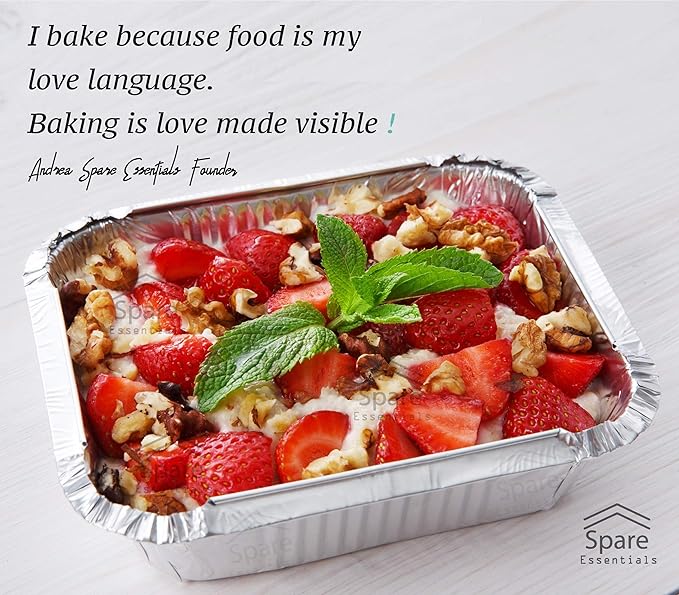 Spare Essentials 110 Pack - 1LB Small Foil Pans with Lids - Aluminum To Go Food Containers with Lids - 1lb Mini Aluminum Pans - Freezer Safe Foil Take out Trays - Heat proof Meal Prep Containers
