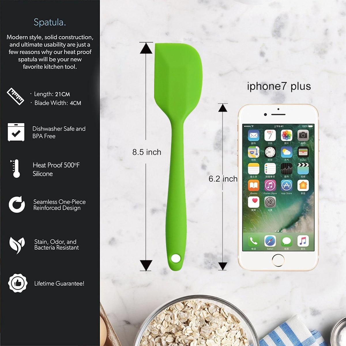 Silicone Spatulas, 8.5 inch Small Rubber Spatula Seamless One Piece Design Heat Resistant Non-Stick Flexible Scrapers Baking Mixing Tool (5 Pieces)