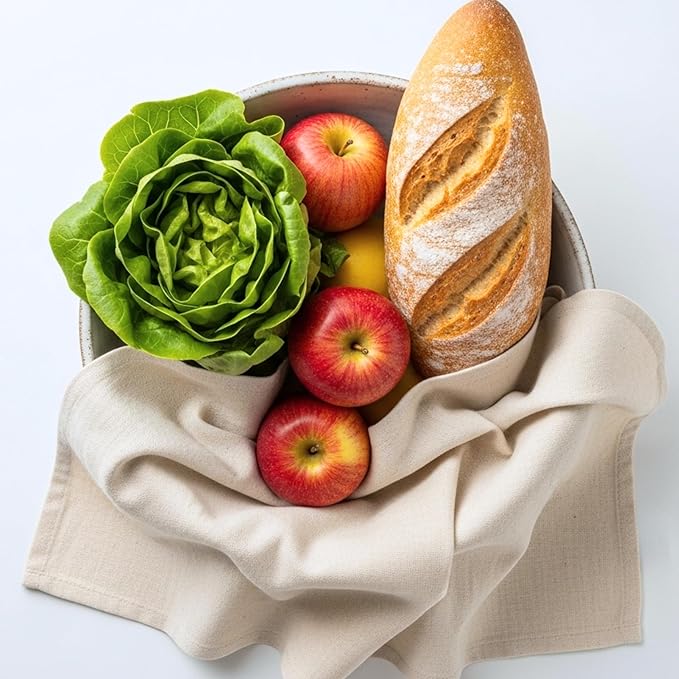 WHITEWRAP Flour Sack Towels| Tea Towel for Crafts| Kitchen Dish Cotton Blank Towel for Embroidery|Baking Bread Proofing Linen Cover| Thick Absorbent Quick Dry| 3Pack 28"x28" Natural