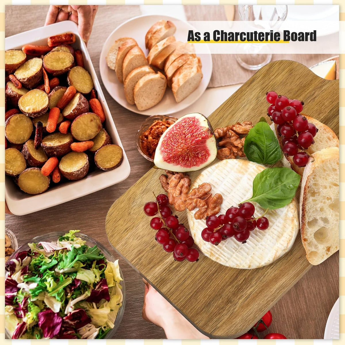 Lounsweer 6 Pcs Thicken Cutting Board Bulk Wood Board for Chopping Serving Charcuterie Material for Laser Engraving Mother' Day Wedding Housewarming Gift