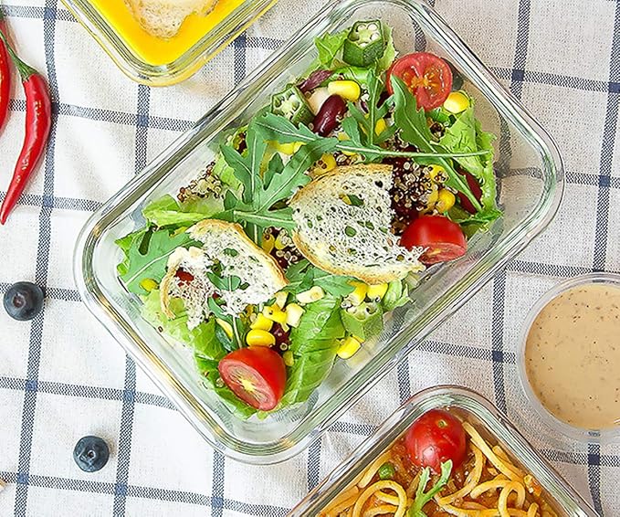 [8-Pack,30 oz]Glass Meal Prep Containers,Glass Food Storage Containers,Airtight Glass lunch Containers with Lids - Microwave, Oven, Freezer and Dishwasher