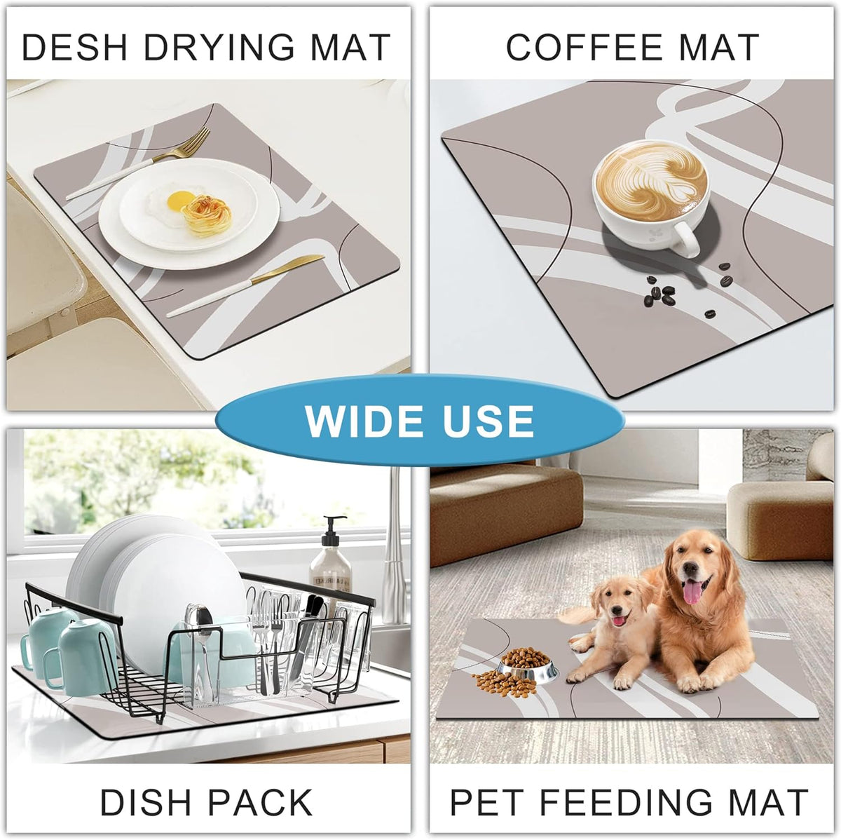 Golener Bar Mat Spill Mat,Counter Protector Absorbent Coffee Maker Spill Mat Under Espresso Maker rug,Heat Resistant Tamping Mat Protects Against Spills Water Proof Kitchen Decor,Use as Cup Mat