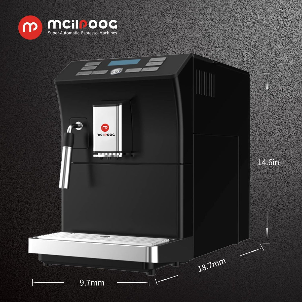 Mcilpoog WS-201 Super Fully Automatic Espresso Coffee Machine With Bean And Flour Dual-use With Manual Steam Wand And Touch Screen