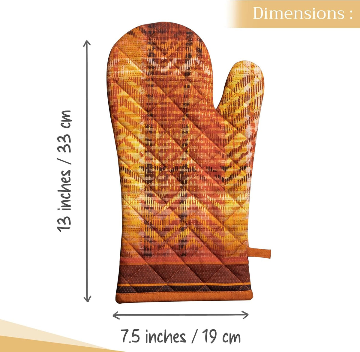 Maison d' Hermine Oven Gloves 100% Cotton Oven Mitt 7" x 13" with Loop Heat Resistant, BBQ, Cooking Gloves, Baking, Grilling, Kitchen, Handling Hot Pans (Pack of 1, Thanksgiving Tartan)