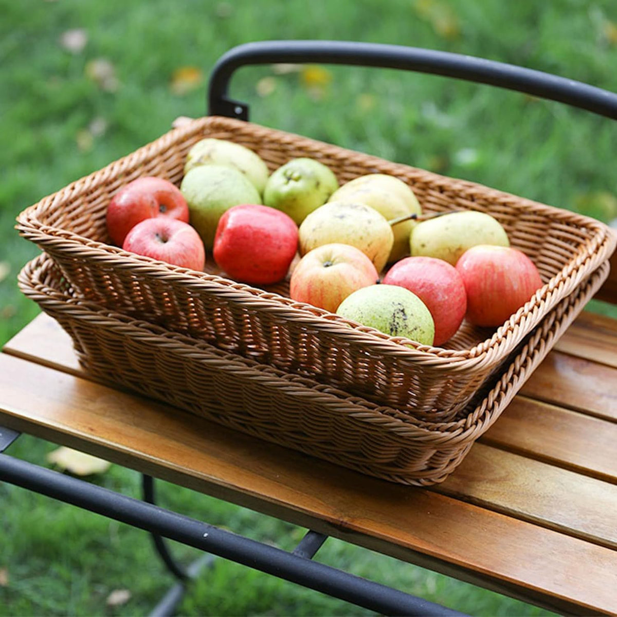 14 "bread basket, fruit basket, imitation wicker hand-woven basket, used as fruit and vegetable, farmer's market display, family restaurant and bakery (3)
