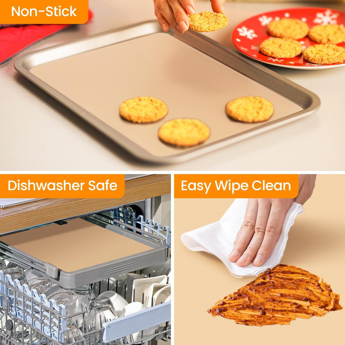 Silicone Baking Mat Roll- Heat Resistant Baking Macaron Bread Mat, Non-stick Silicone Pastry Mat, Non Slip Kitchen Countertop Protector Mat, Pan Liner, Silicone Mat Roll