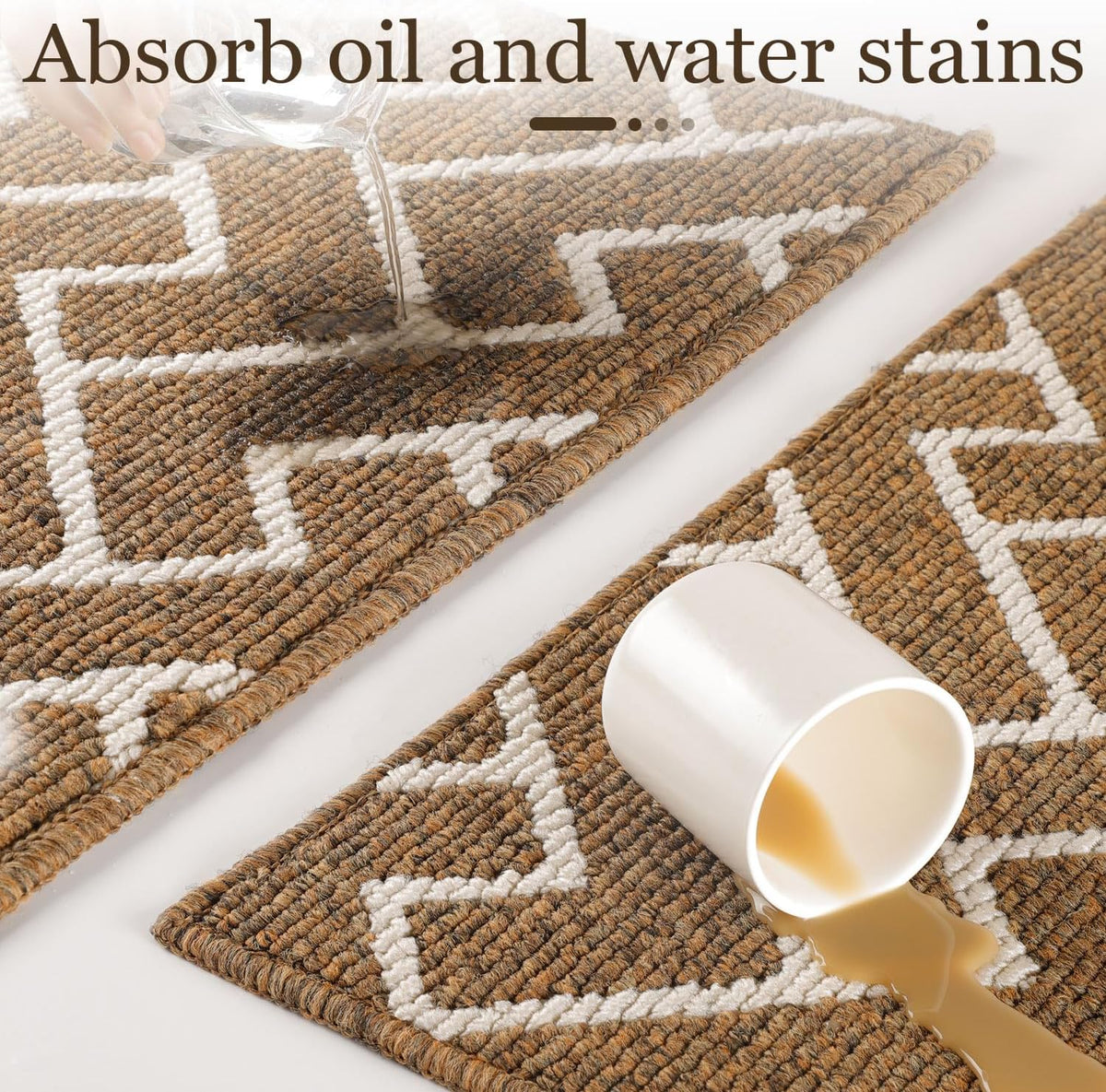 hicorfe Kitchen Rugs and Mats,Kitchen Mats for Floor,24"x35" Non Slip Runner Rug,Absorbent Resist Dirt Comfort Standing Mat Machine Washable for Entryway,Hallway,Front of Sink(Brown)