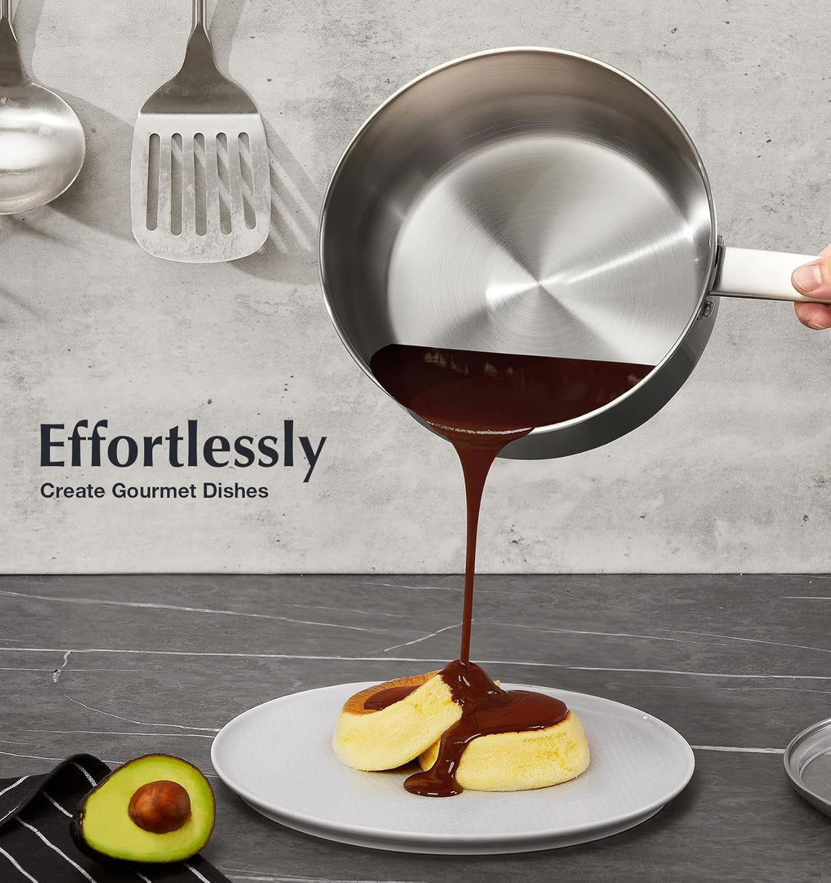 KOCH SYSTEME CS Stainless Steel Saucepan, 3 Quart Saucepan with Lid, Premium Stainless Sauce Pan, Indutcion Sauce Pan with Lid, Stainless Steel Pot 3 QT, Easy to Clean, Oven Safe
