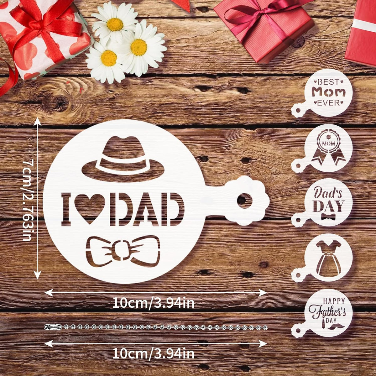 JULBEAR 36 Pieces Reusable Mother's Day Father's Day Cookie Cake Stencils Templates Mold Tools for Mother's Father's Day Birthday Wedding Party Royal Icing Cake Coffee Dessert Decoration Supplies