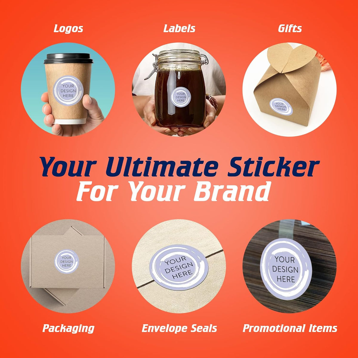 100 Custom Vinyl Stickers - Upload Your own Image, Text, Design, Logo - Personalized Logo Labels for Handmade, Packaging, Bottle, Jars, Candle, Brand Stickers (Lavender Swirls, 1.5x1.5)