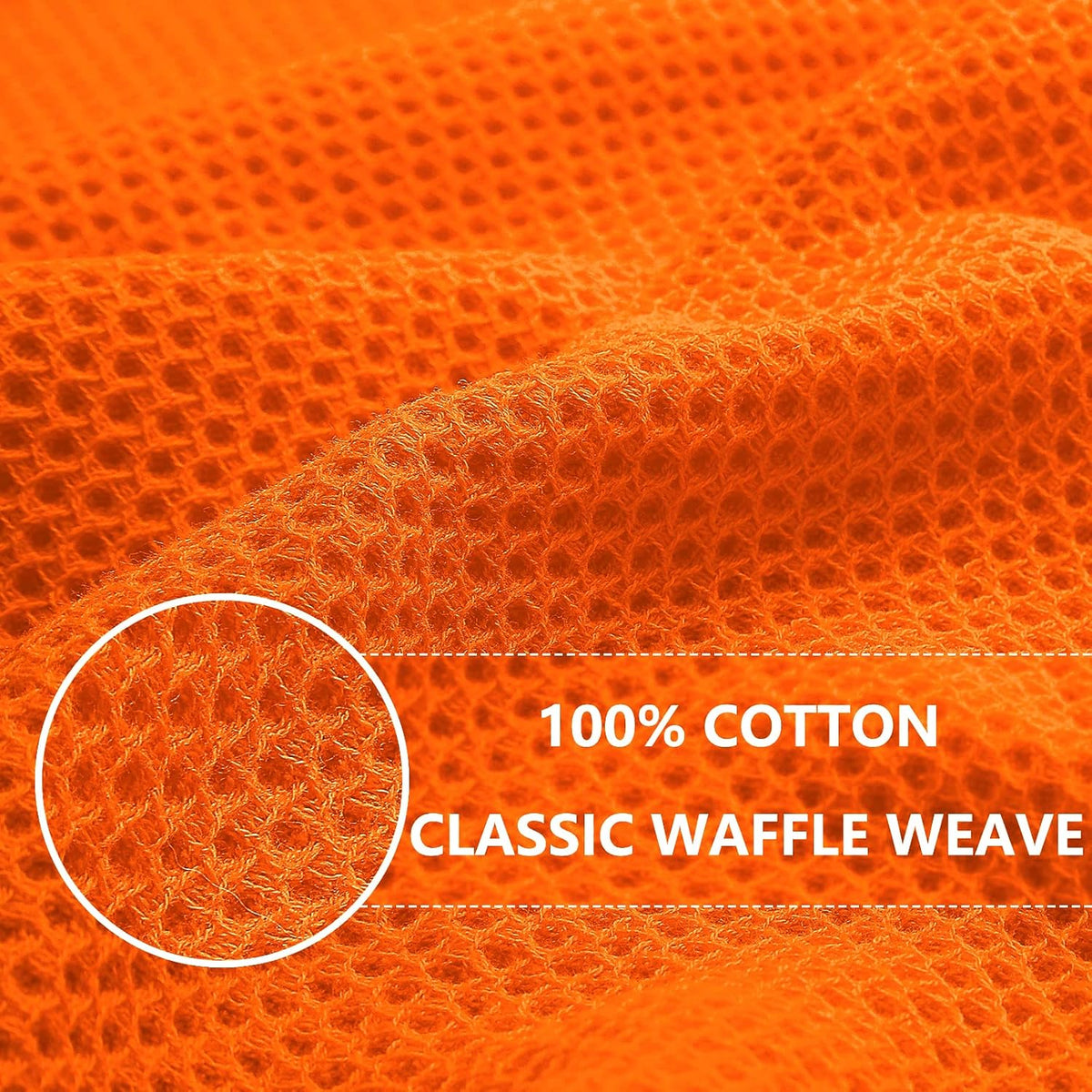 Homaxy 100% Cotton Waffle Weave Kitchen Dish Cloths, Ultra Soft Absorbent Quick Drying Dish Towels, 12 x 12 Inches, 6-Pack, Orange