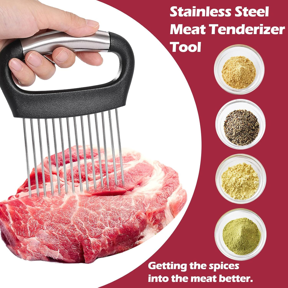 JAYVAR Large Onion Holder for Slicing, Large Onion Cutter Vegetable Chopper, Stainless Steel Tomato Slicer for Potato Lemon, Practical Meat Tenderizer Tool, Kitchen Food Slicer Guide for Neat Slicing