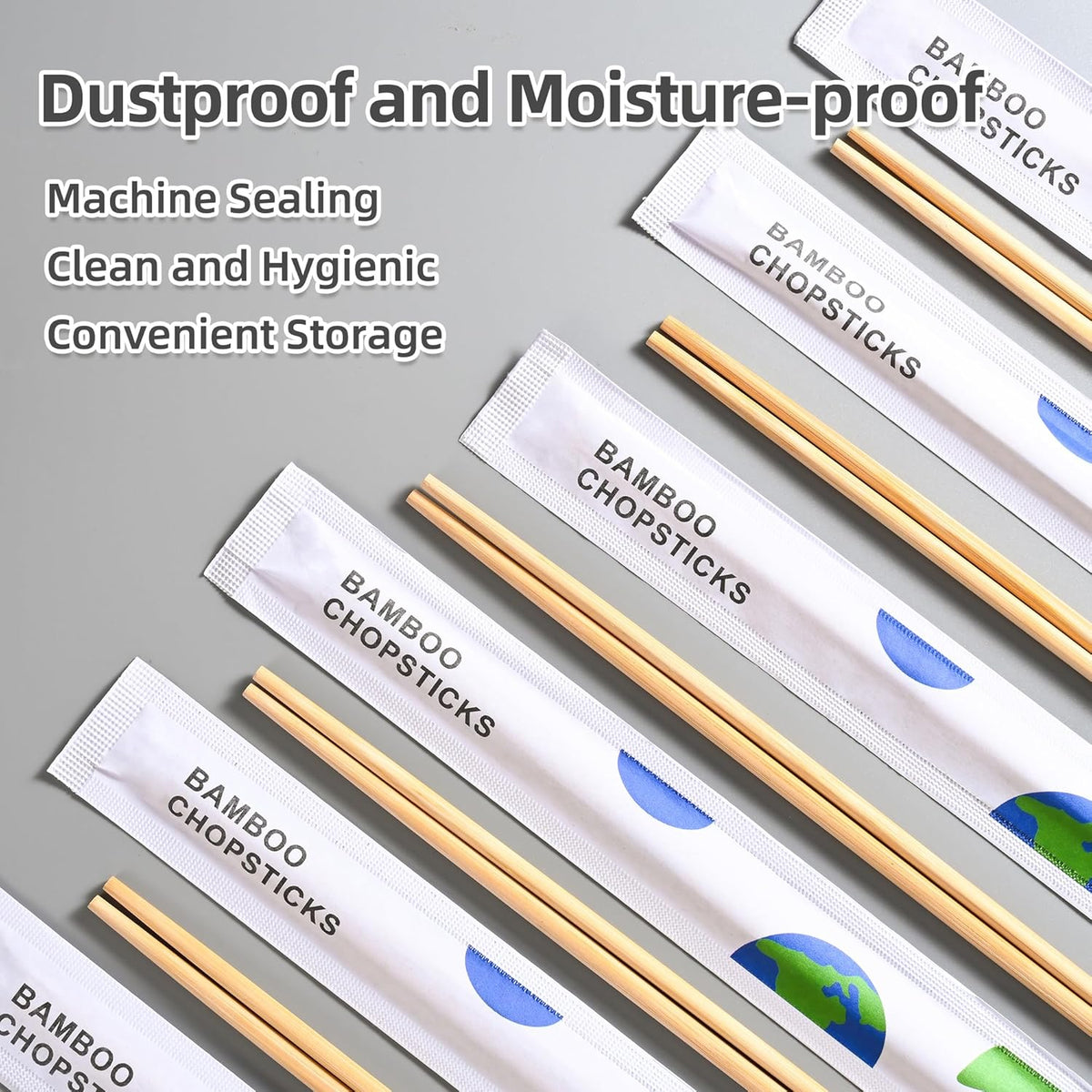 VIWIK 50 Pairs Premium Disposable Chopsticks - Individually Wrapped Natural Bamboo Reusable Chopstick - Japanese Korea Wooden Chop sticks, Portable Individually Wrapped chopsticks, 9 Inch