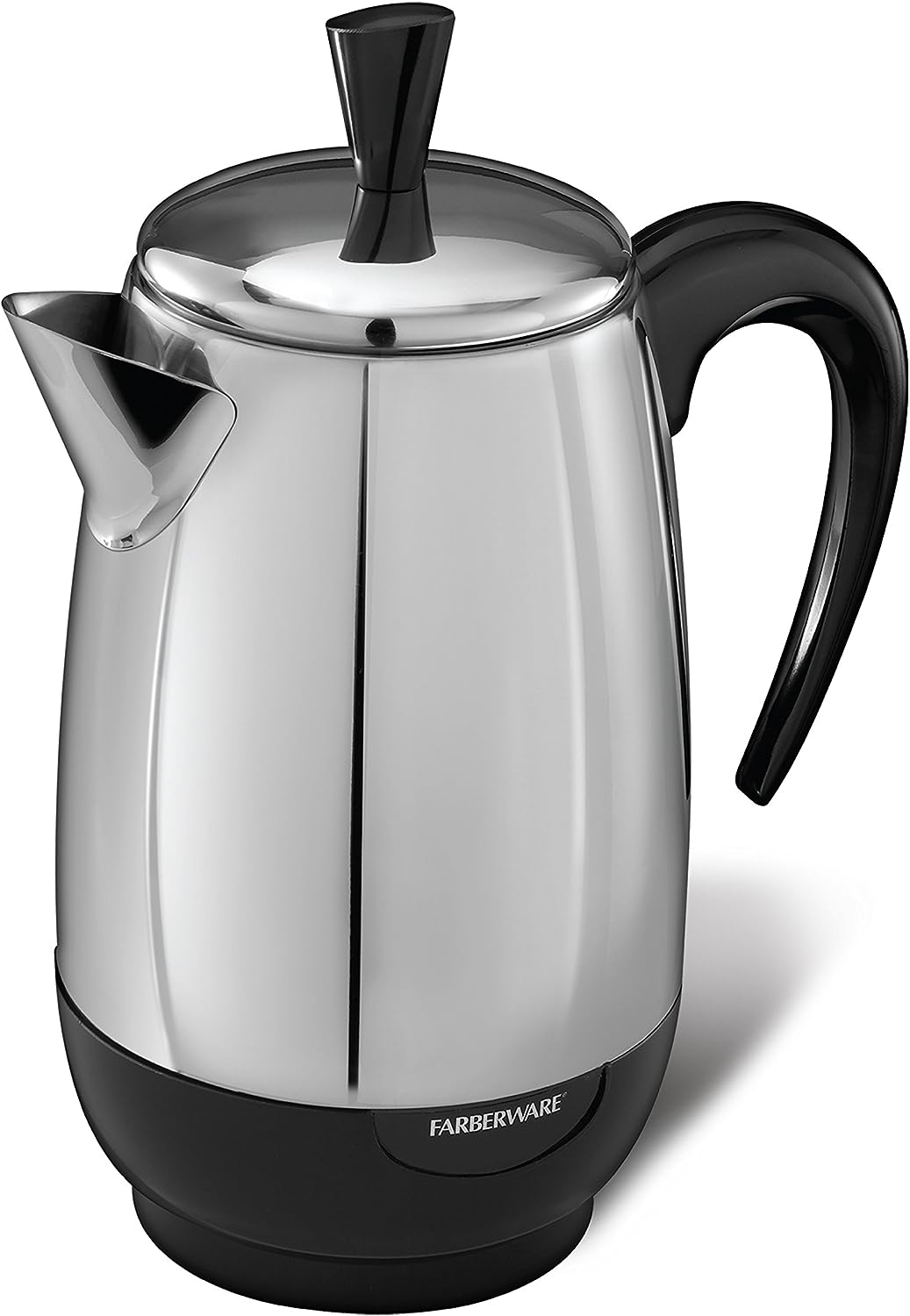 Farberware Electric Coffee Percolator, Stainless Steel Basket, Automatic Keep Warm, No-Drip Spout, 8 Cup