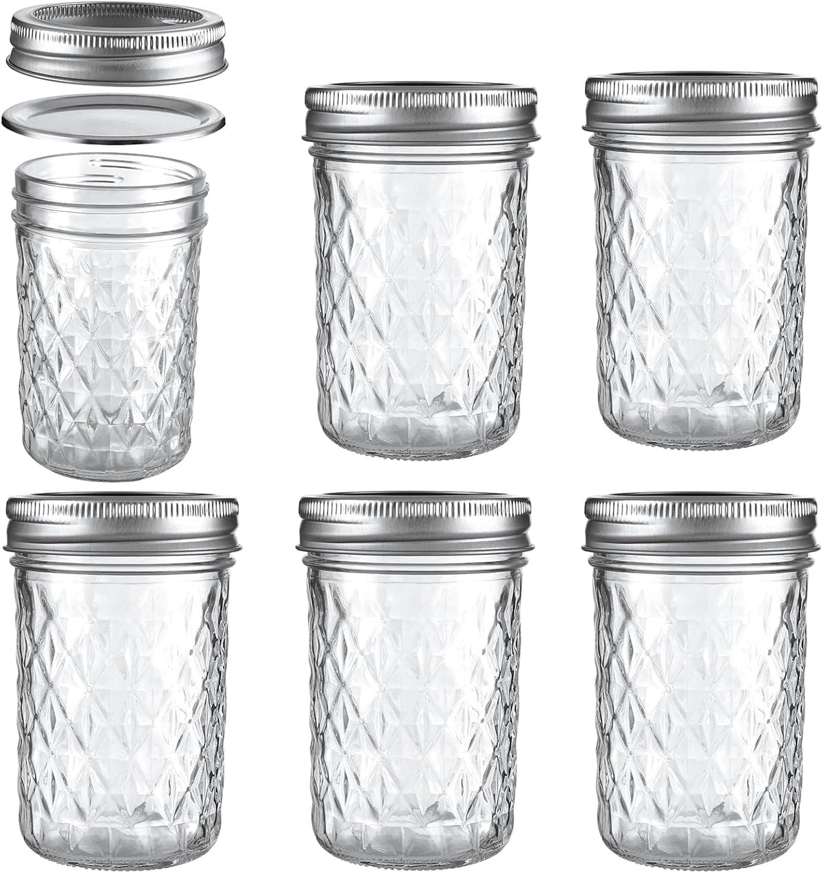 Mason Jars Airtight Lids Glass Canning Jars 8oz/250ml Regular Lids Spice Jars Honey Jars for Yogurt,Jam,Spice,Overnight Oats Canning, Preserving,Decorations,Jelly,Dessert,6 Pack (8 oz)