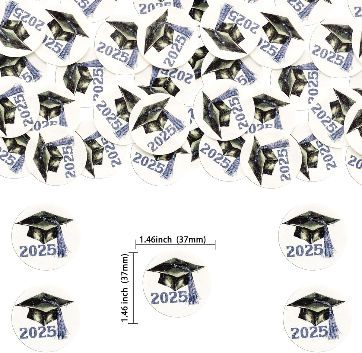 Gyufise 48Pcs Edible 2025 Graduation Cap Cupcake Toppers Wafer Paper Class of 2025 Grad Cap Cupcake Picks for 2025 Graduation Theme Party Cake Decorations Supplies Purple