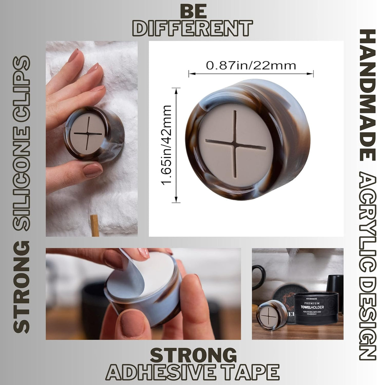 HEFA Towel Hooks - 8 Pack Eco-Friendly Kitchen & Bathroom Organization, Hand & Dish Towel Holder