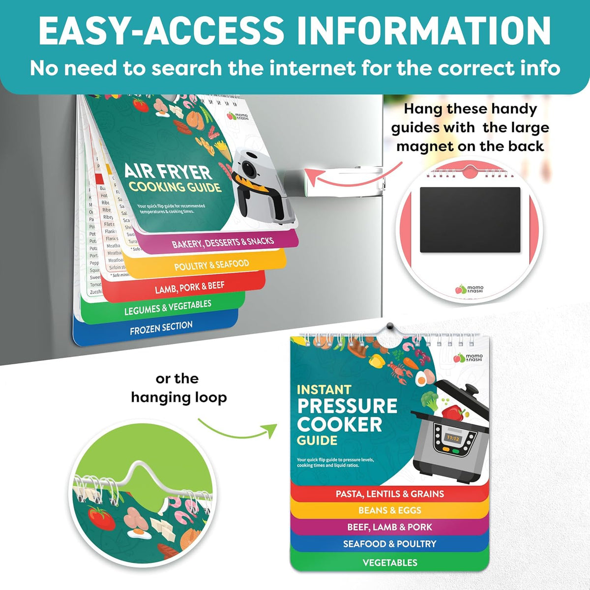 Air Fryer & Instant Pot Magnetic Cooking Guides - 7" x 6" Each - Set of 2 Instant Pot Air Fryer Accessories Cook Books - Airfryer Kitchen Accessories & Kitchen Gadgets 2025