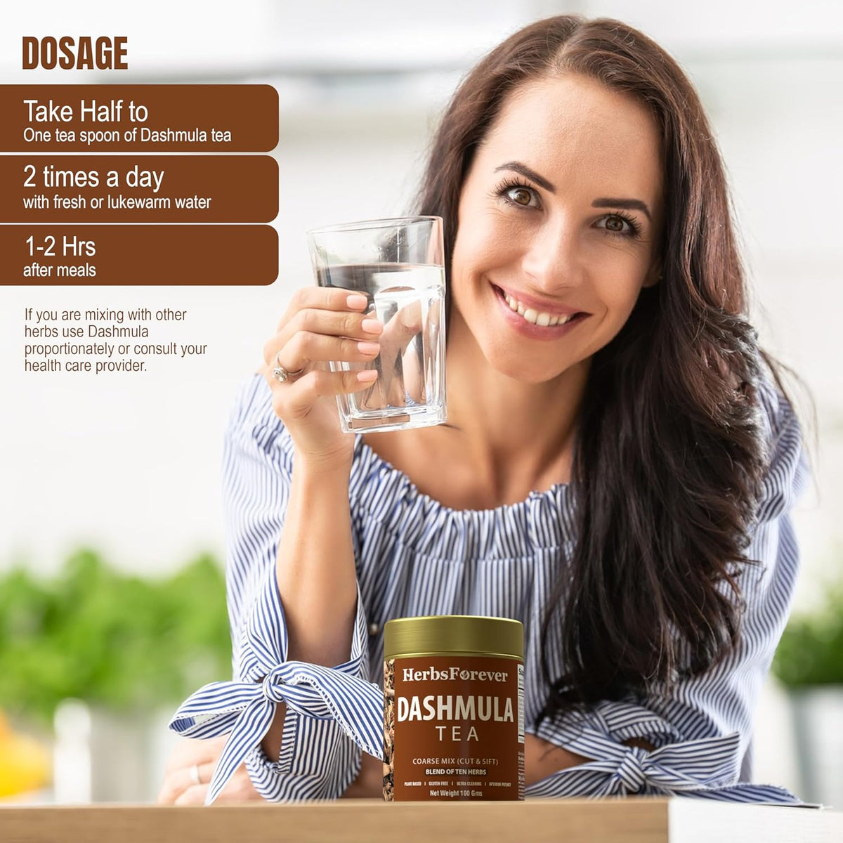 Herbsforever Dashmula Tea Stress Relief and Nourishing Formula Herbal Tea Blend 100 GMS