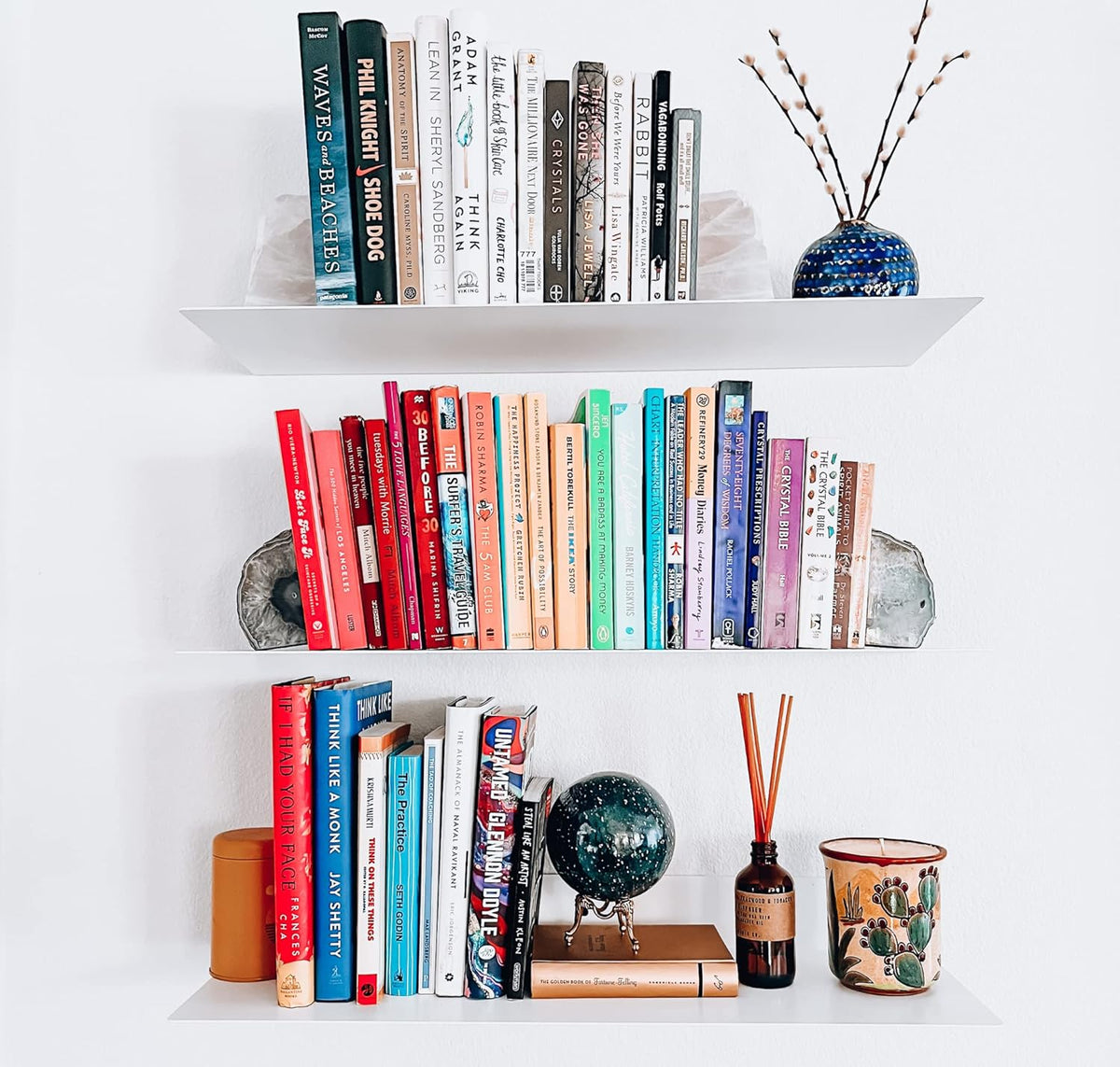DIY CARTEL Made in USA Linear Floating Shelf - USA Manufactured Steel - Industrial Heavy Duty Metal Wall Mounted Modern Farmhouse Rustic Designed Shelf (24-in X 8-in Powder Coated White)