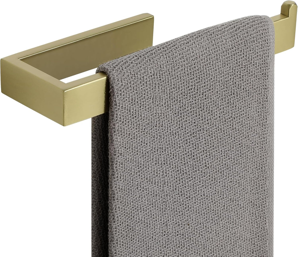 Sayayo Brushed Gold Towel Ring for Bathroom, 10 Inch Hand Towel Bar Towel Rack Towel Holder Wall Mounted Square, SUS304 Stainless Steel