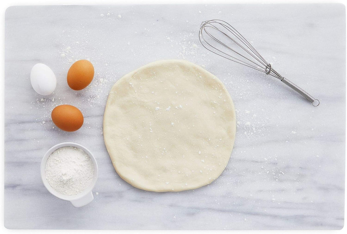 JEmarble Pastry Board 16x24 inch with Non-Slip Rubber Feets for Stability Perfect for Keep the Dough Cool and Chocolate Tempering(Premium Quality) White
