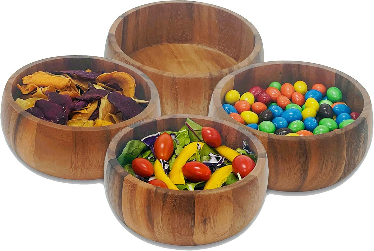 Woodard & Charles Acacia Wood Large Individual Salad Bowls, 6 1/2" x 2 1/2", ★★PACK OF 48 BOWLS★★