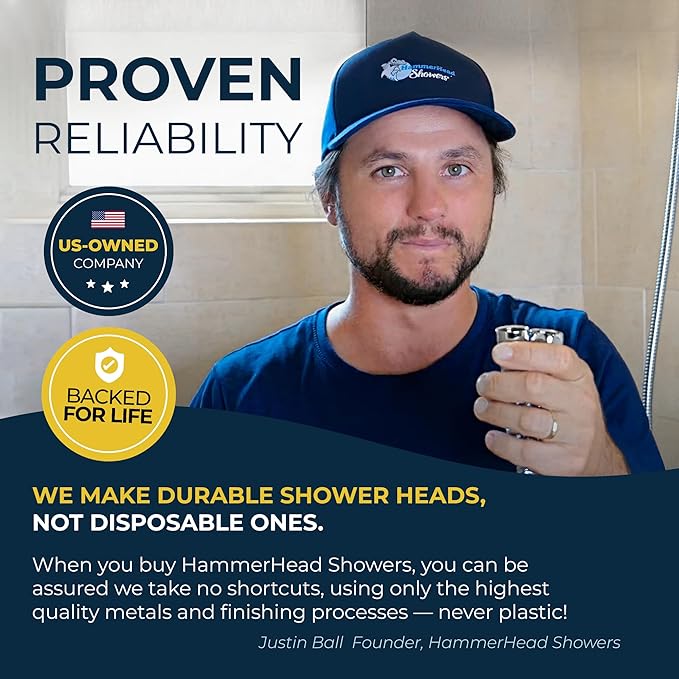 HammerHead Showers® Solid METAL 3-Spray Handheld Shower Head with Long Hose and Holder OIL RUBBED BRONZE - WIDE MASSAGE and MIST Sprays - 1.8 GPM Low Flow Handheld Showerhead -Water Saving Shower Head