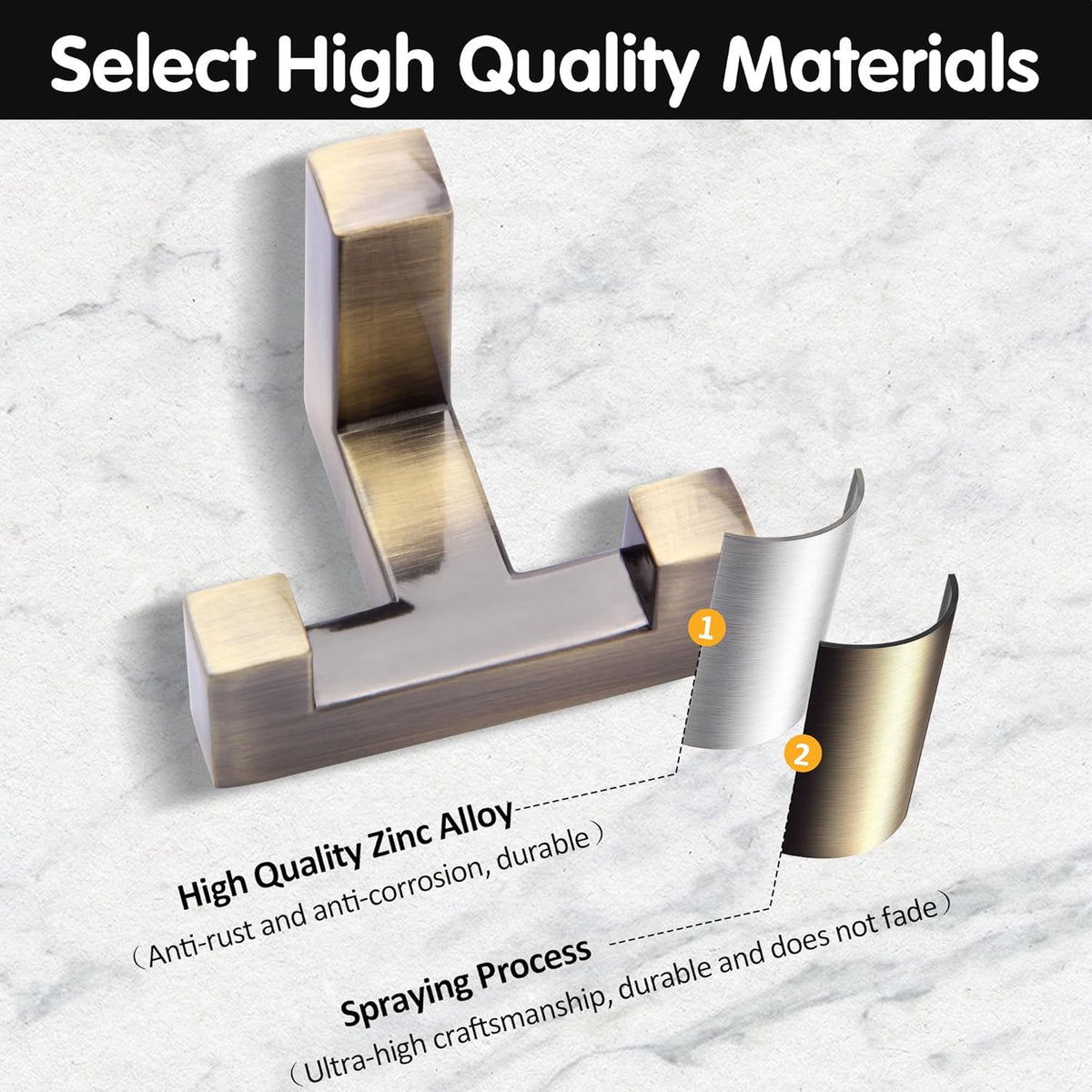 5 Pack Heavy Duty Coat Hook Wall Mount with Screw Retro Double Coat Hook Utility Hook for Coats, Scarves, Bags, Towels, Keys, Hats, Mugs (Bronze)