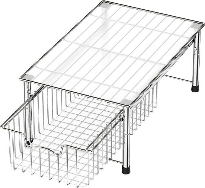 Simple Houseware Stackable Basket Drawer, Chrome