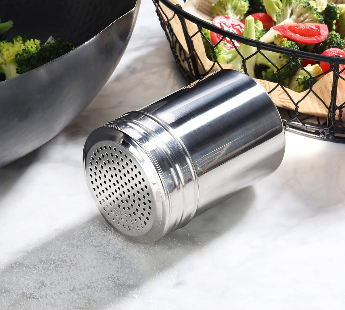 New Star Foodservice 28478 Stainless Steel Dredge Shaker, 10-Ounce, Set of 2
