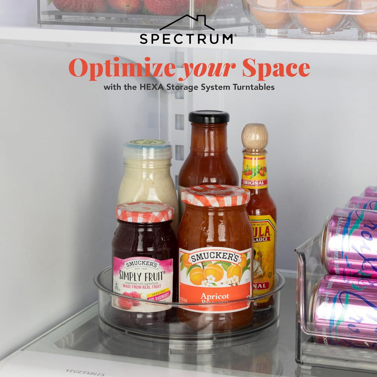 Spectrum Lazy Susan Organizer, Hexa Round Small (1-Pack) - Lazy Susan Turntable for Cabinet, Refrigerator, Pantry, Table, & Shelf - Rotating & Spinning Pantry Organization & Storage for Fridge
