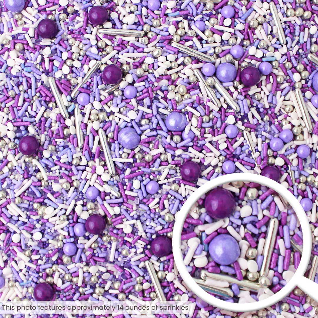 Sprinkle Pop Perfectly Purple Sprinkle Mix| Monochromatic Mix of Rich Purple White & Lavender Sprinkles Made in USA for Decorating Valentine’s Day Bridal Shower Birthday Cakes Cookies Cupcakes, 2oz