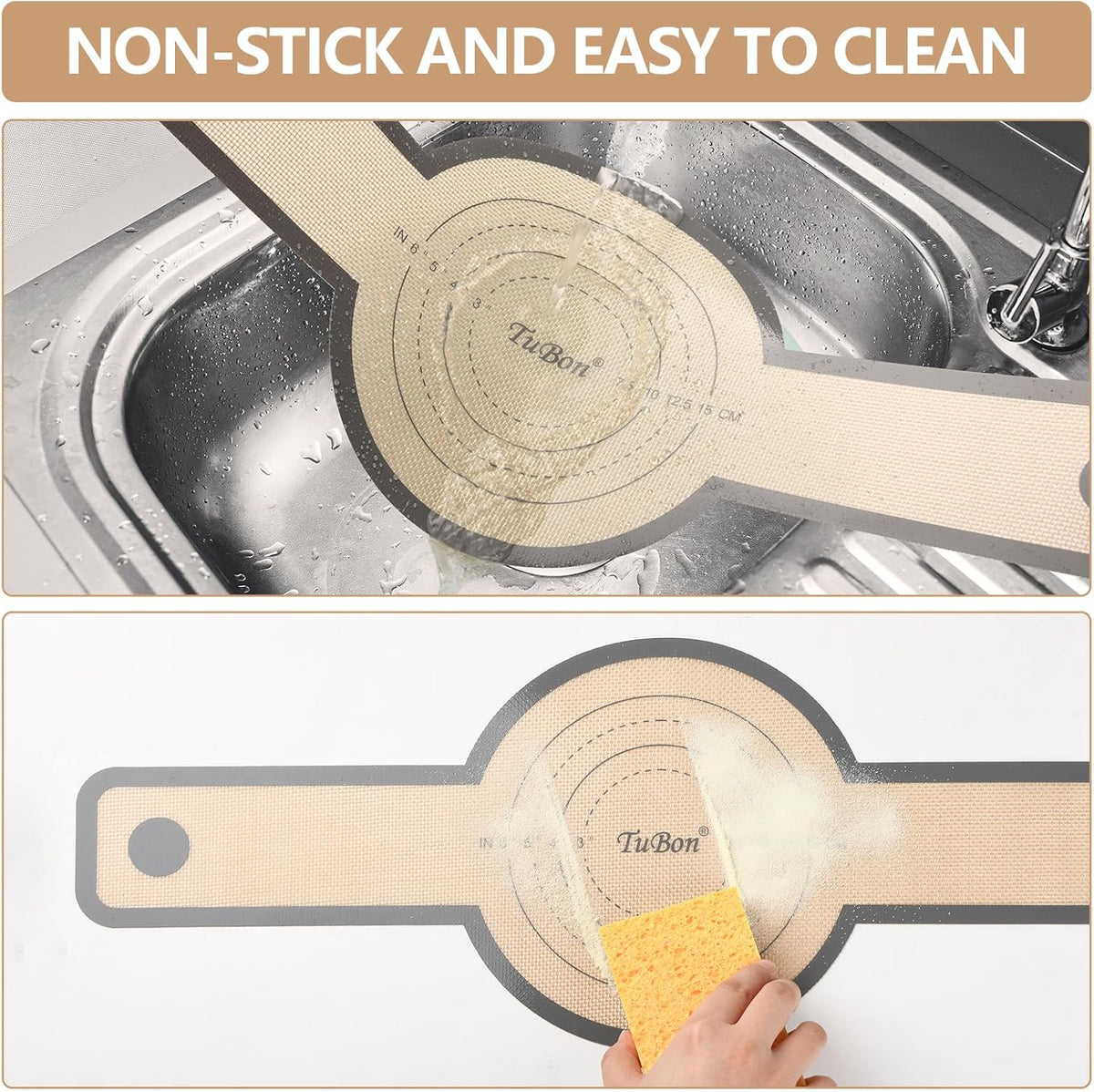 TuBon Silicone Bread Sling for Dutch Oven,Non-Stick & Easy Clean & Odor-Free, Reusable Silicone Bread Baking Mat with Long Handles, Easy to Transfer Sourdough Bread(2 Grey pcs)