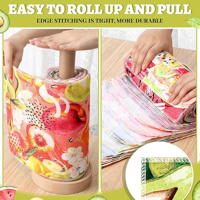 36 Count Reusable Cleaning Cloths Washable Cotton Kitchen Towels for Home(Fruit Style,Fresh Color)