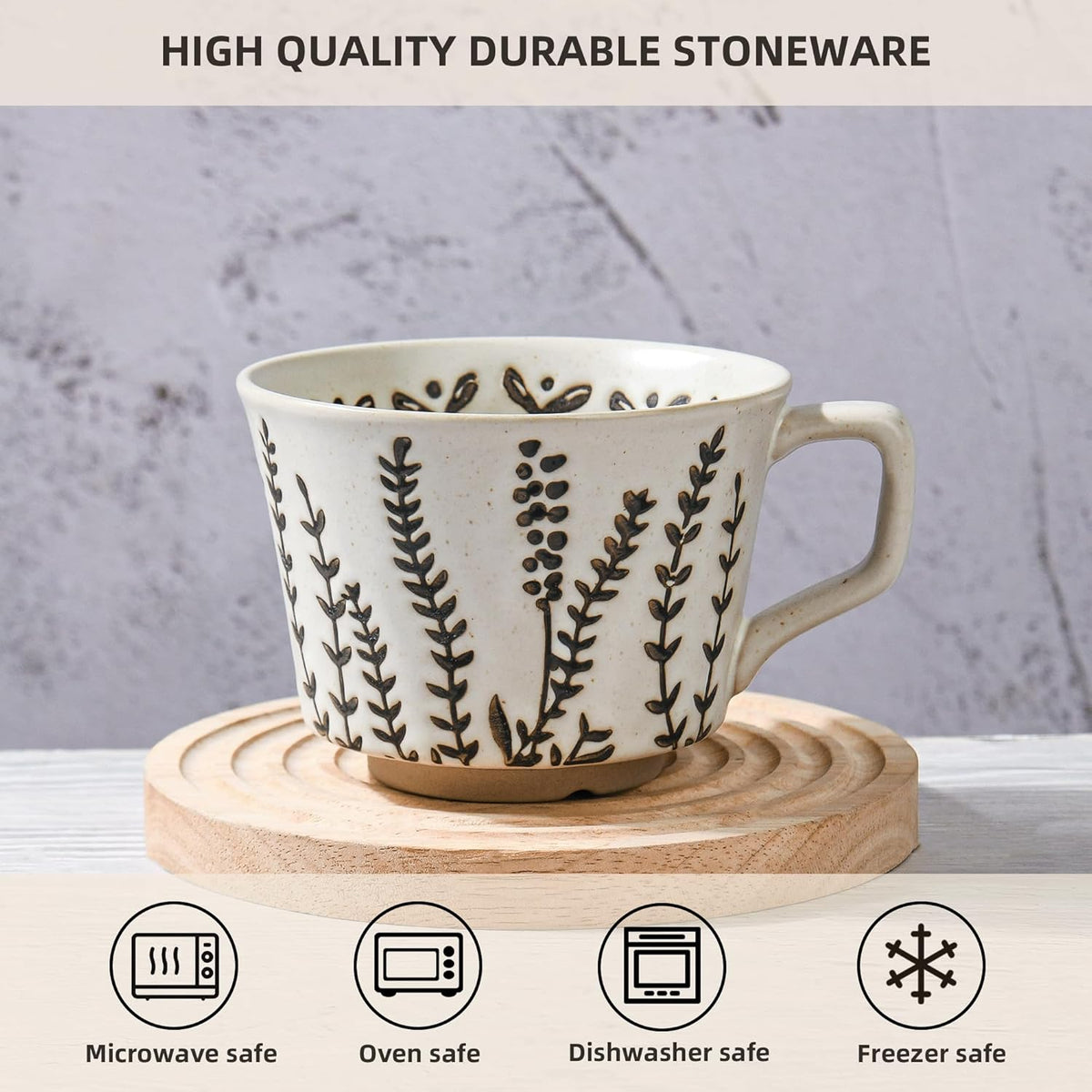 Ceramic Coffee Mug, 12 oz Novelty Unique Teacup with Large Handle, Stoneware Cup for Tea Mocha Latte Cappuccino Espresso (Butterfly)