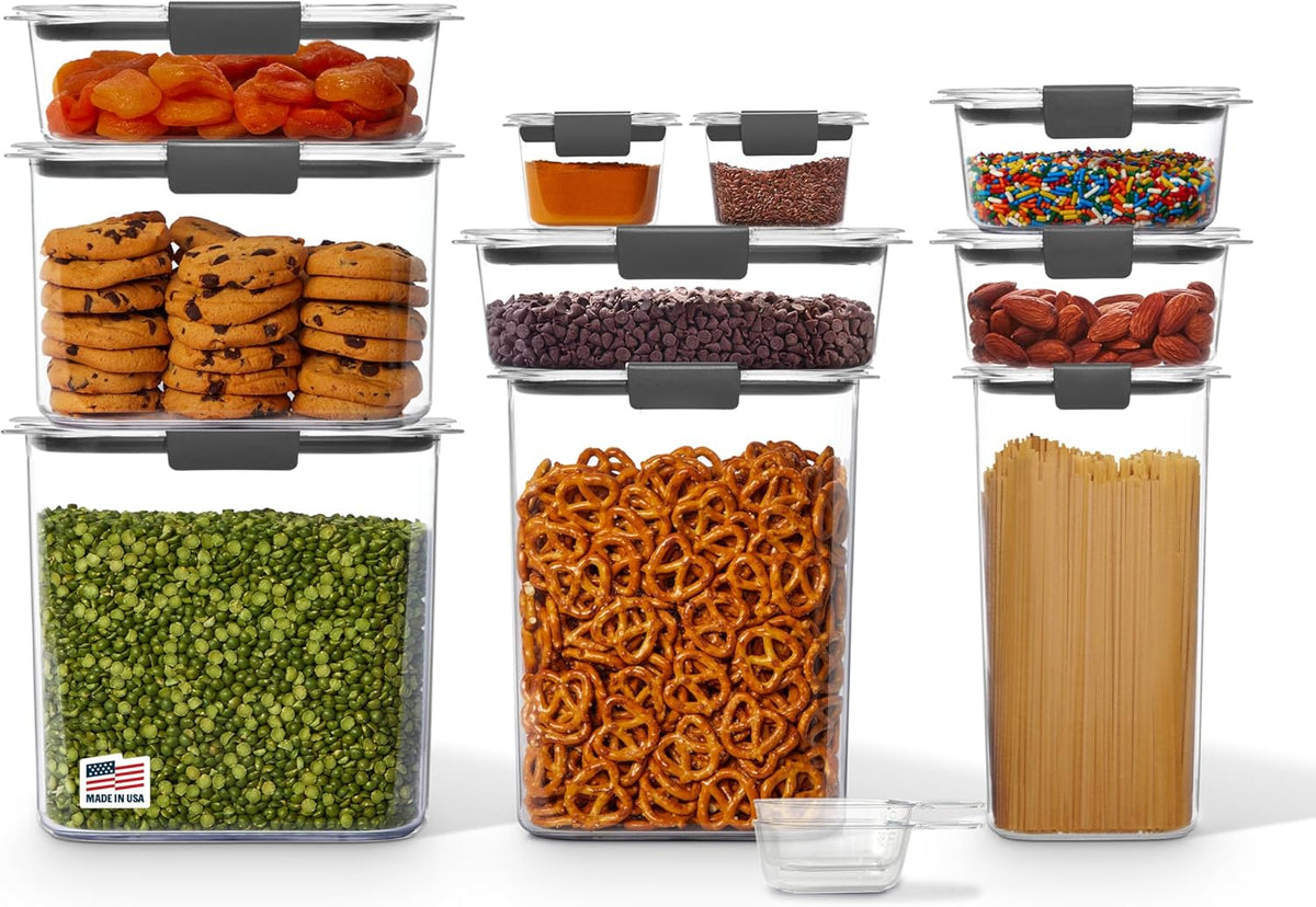 Rubbermaid Brilliance Pantry 10 Piece Set, Clear and Airtight Food and Pantry Storage Containers