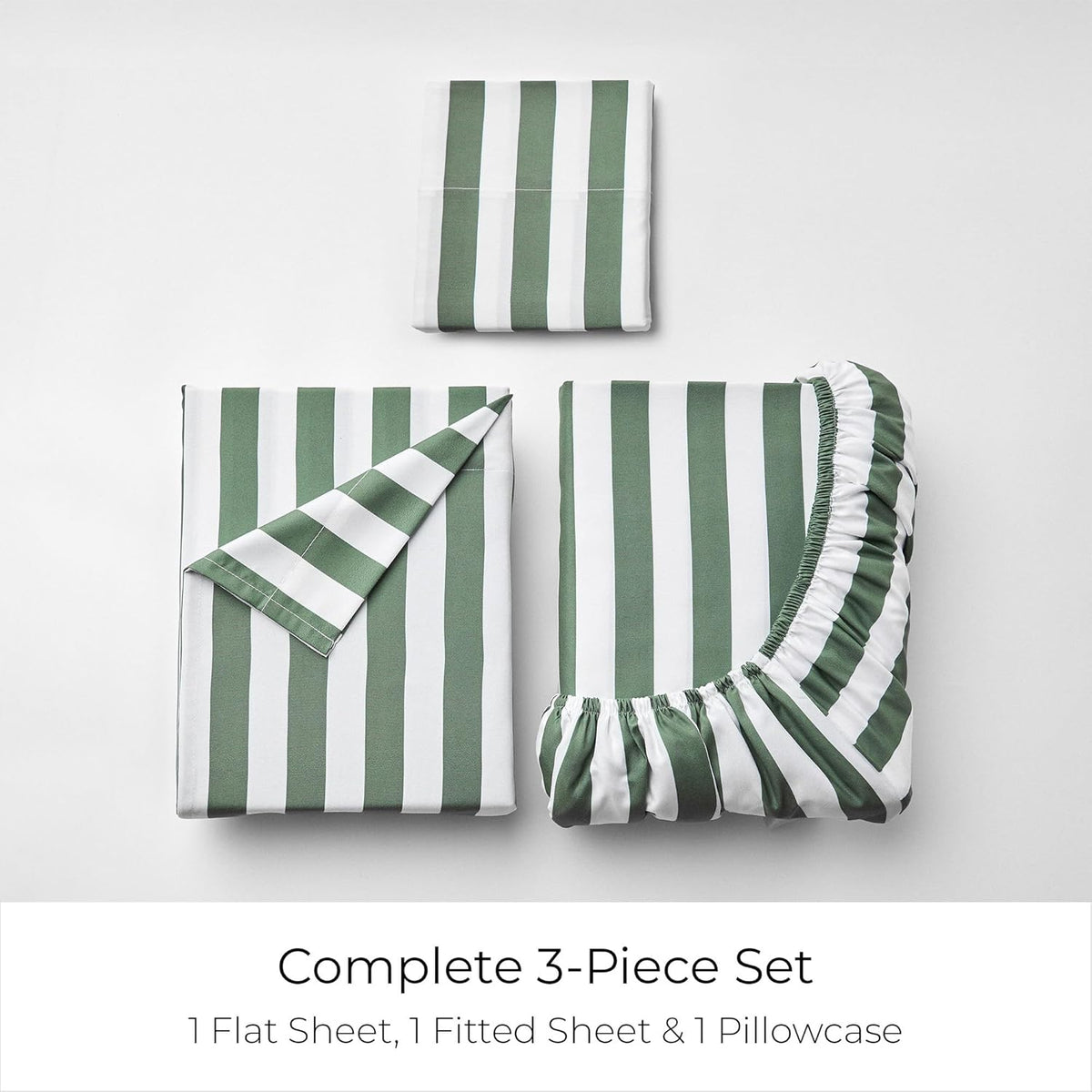 Mellanni Twin Sheets Set - 3 PC Iconic Collection Bedding - Hotel Luxury, Extra Soft, Cooling Bed Sheets - Wrinkle, Fade, Stain Resistant (Twin, Oxford Stripe Sage)