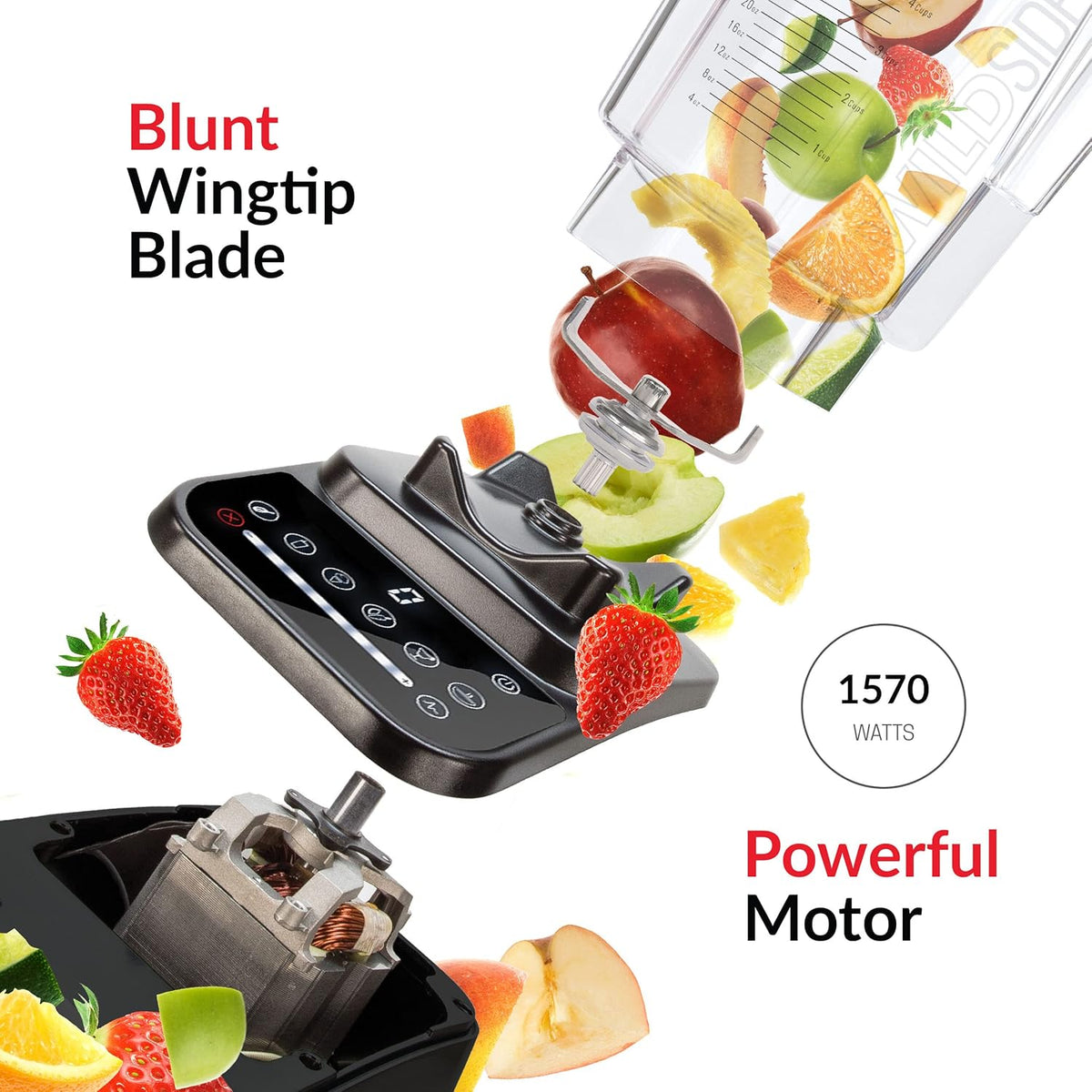 Blendtec Designer Series Blender with 90 oz WildSide+ Jar and 34 oz GO Travel Bottle - Kitchen Blender Bundle - Red