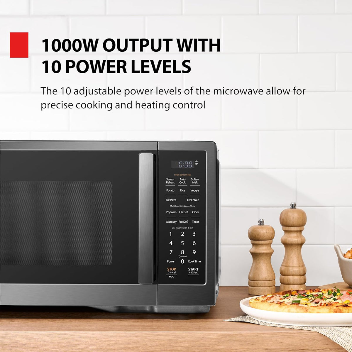 TOSHIBA ML4-EM12PA(BS) Countertop Microwave Oven with Stylish Design As Kitchen Essentials, Smart Sensor, 13 Auto Menus&Mute Function, 1.2 Cu Ft with 12.4" Turntable, 1000W, Black Stainless Steel