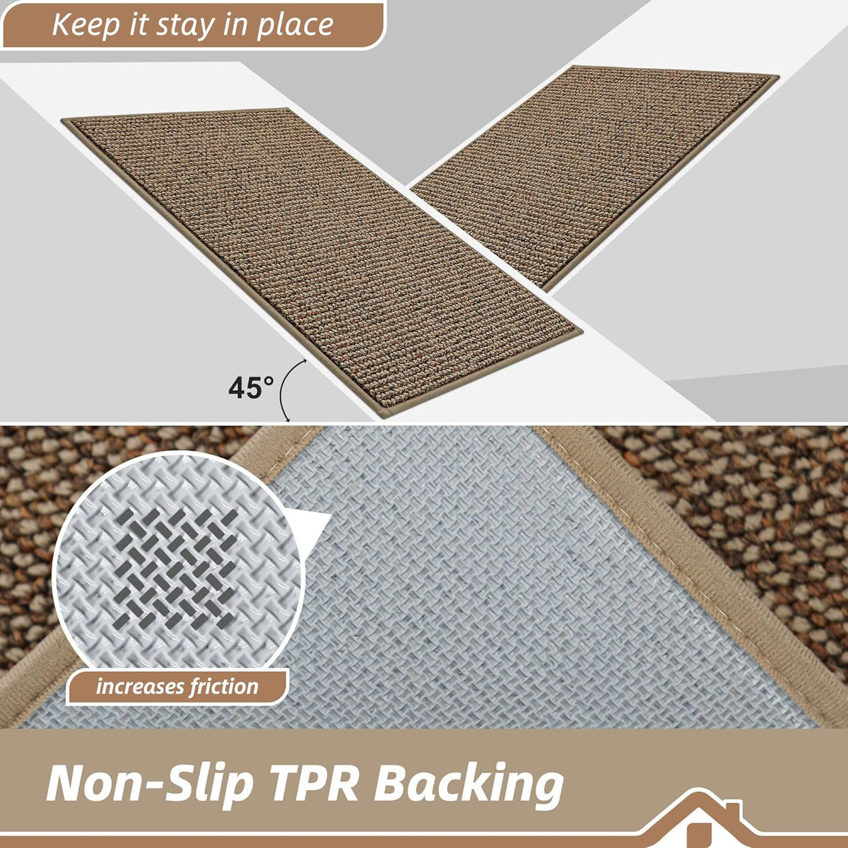 BEQHAUSE Dirt Trapper Door Mat 32" x 48", Non-Slip Washable Doormats Entrance Mat, Dirt Resistant and Absorbent Welcome Mat, Low Profile Floor Mats for Front Back Door and Entryway, Beige
