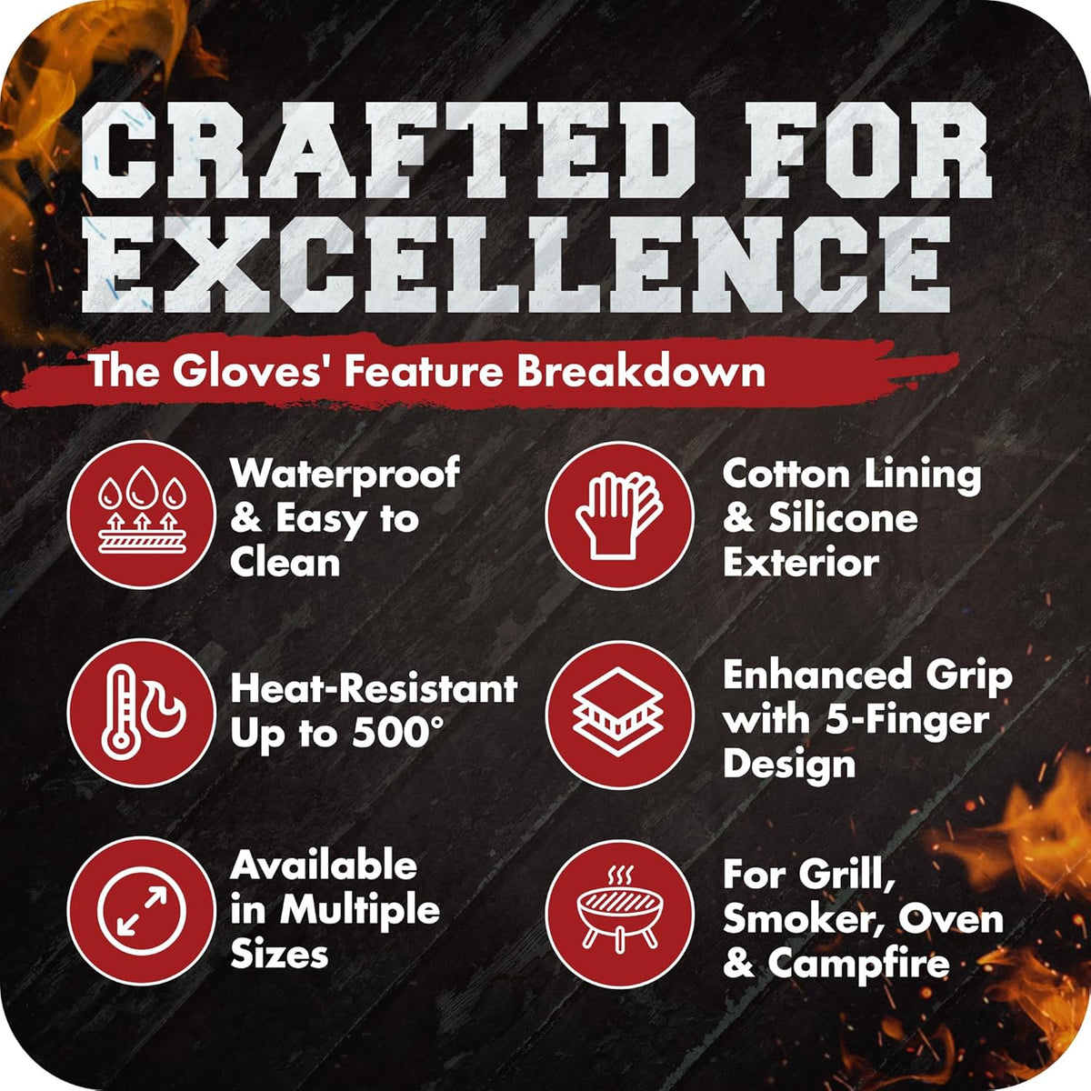 KITCHEN PERFECTION Silicone Smoker Oven Gloves - Extreme Heat Resistant BBQ Gloves - Handle Hot Food Right on Your Smoker Grill Fryer Pit | Waterproof Oven Mitts | Superior Value Set + 3 Bonuses
